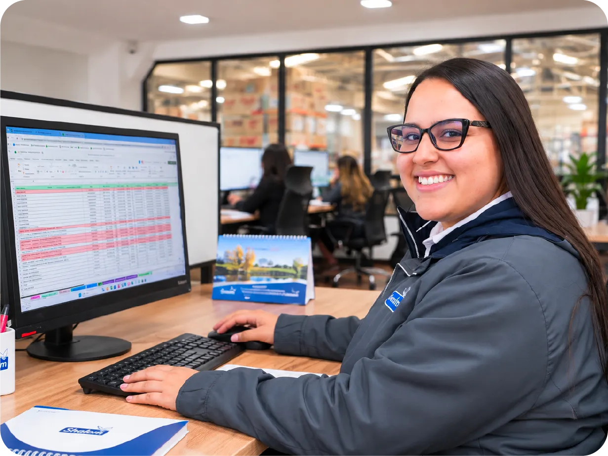 Colaboradora de Shalom en su puesto de trabajo