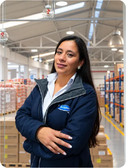Colaboradora de Grupo Shalom en la bodega