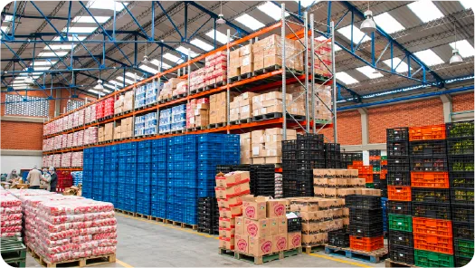 Bodega de Grupo Shalom con mercancía organizada en estanterías