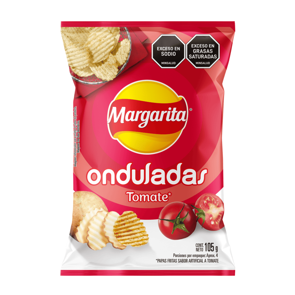 PAPAS MARGARITA ONDULADAS TOMATE 105G