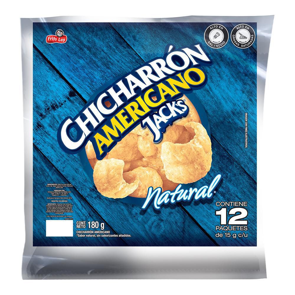 JACKS CHICHARRON NATUR 15G X 12 - BOLSA