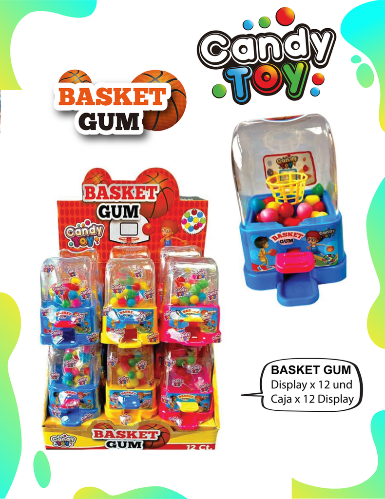 CANDY TOY BASKET GUM - 12 UND