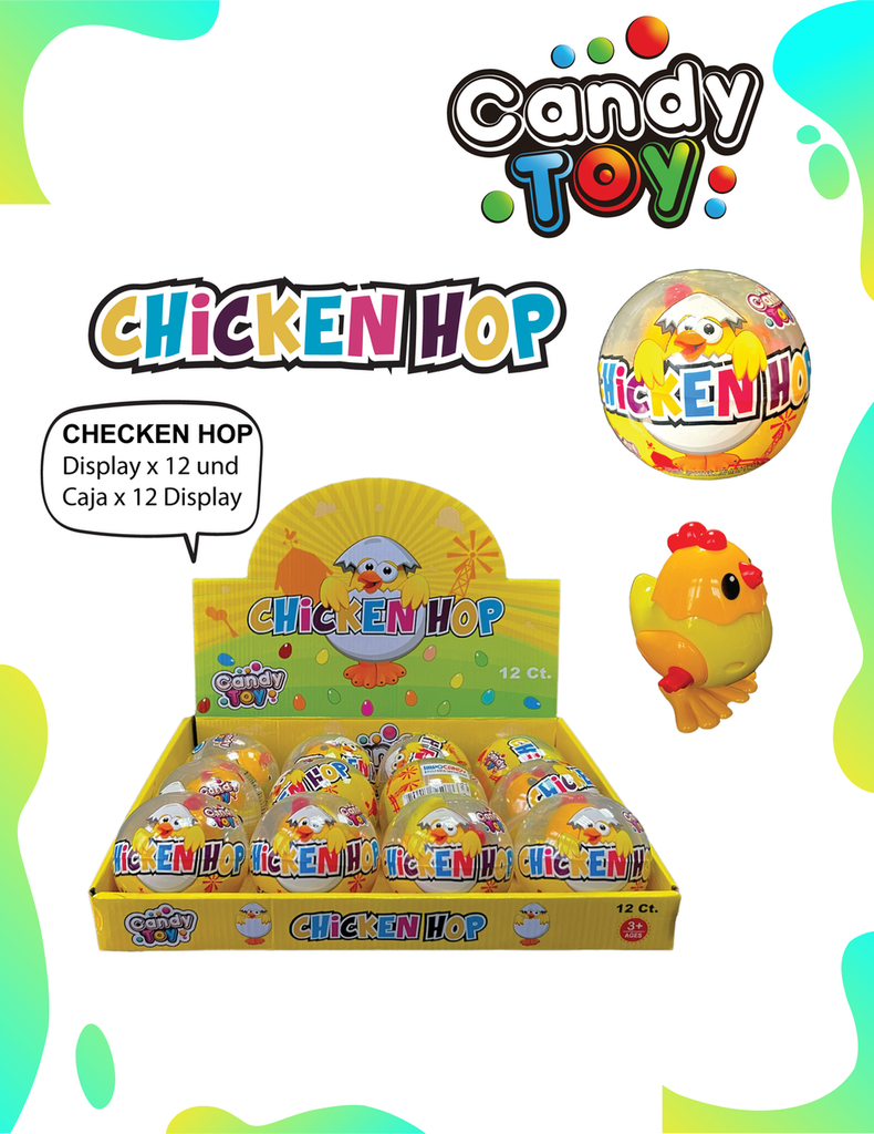 CANDY TOY CHICKEN HOP - 12 UND