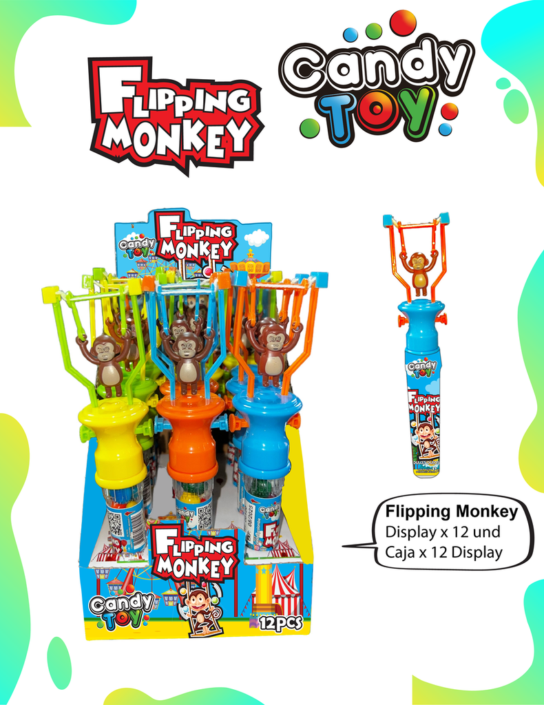 CANDY TOY FLIPING MONKEY - 12 UND