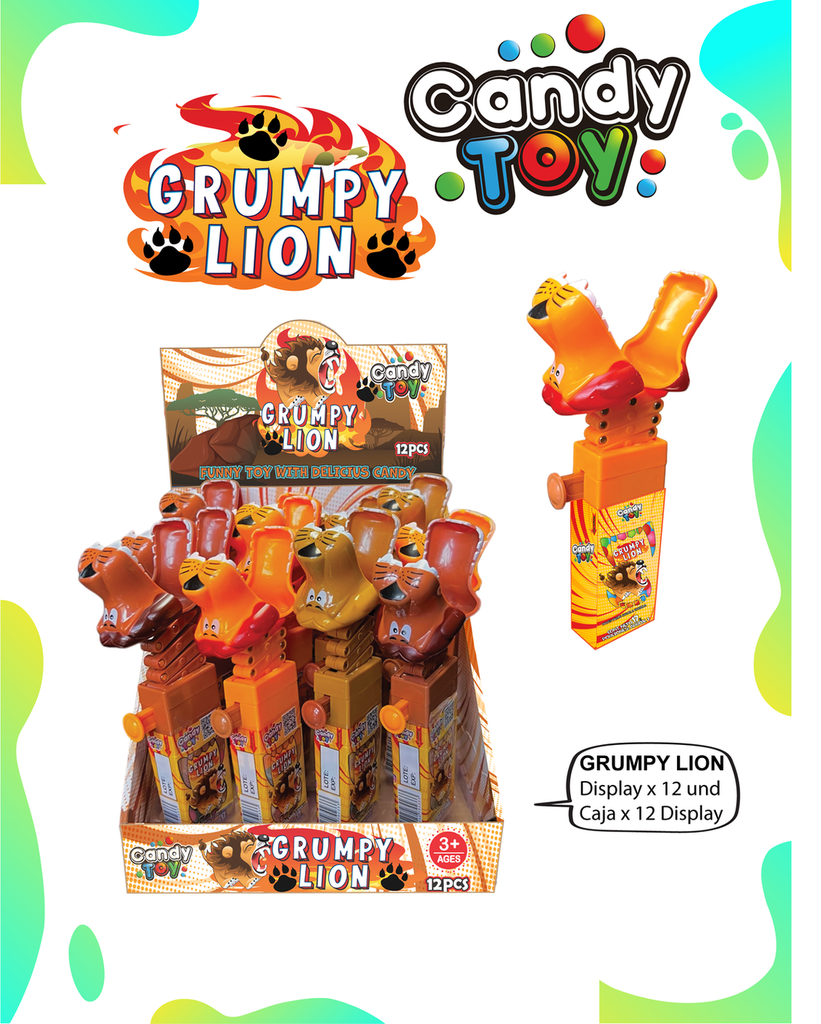 CANDY TOY GRUMPY LION - 12 UND