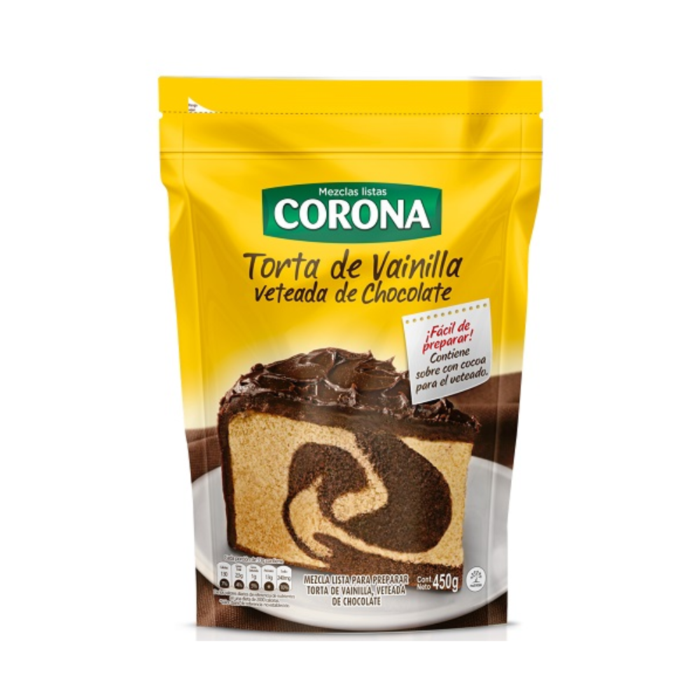 Premezcla Corona Torta Vainilla Veteada de Chocolate x450G