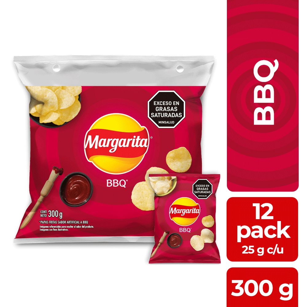 [EC1604] PAPAS MARGARITA BBQ 25G X 12 - BOLSA