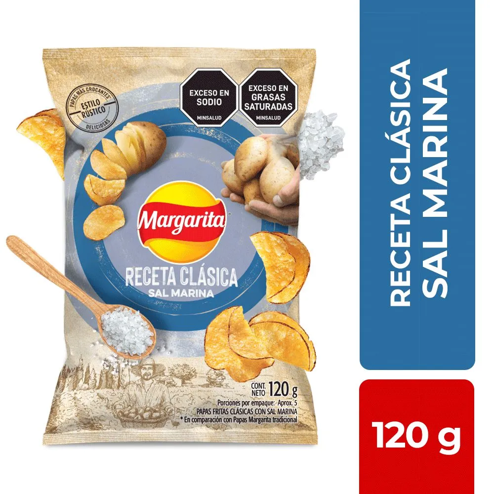 PAPAS MARGARITA RECETA CLÁSICA NATURAL 120G