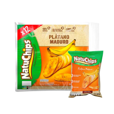 [EC1621] NATUCHIPS PLATANO MADURO 38G X 12 - BOLSA