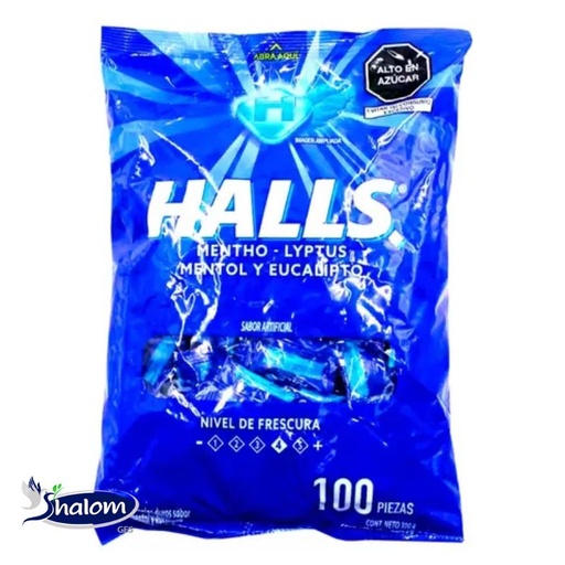 [EC893] Mentas Halls Pepa Menthol Bolsa*100Un