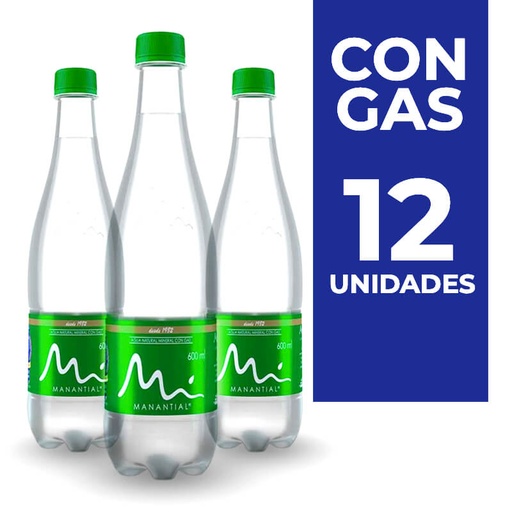[EC1561] MANANTIAL GAS 600 ML * 12 UNDS