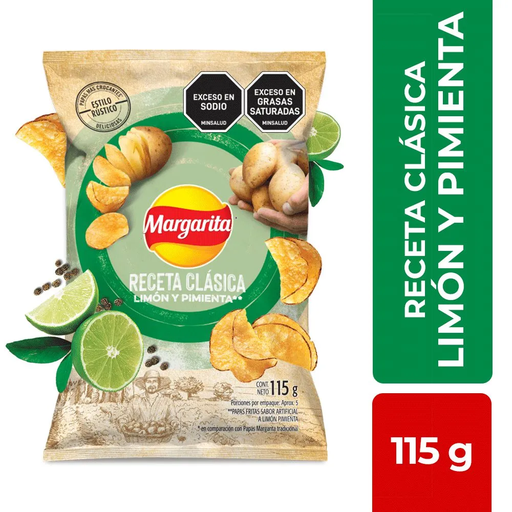 [EC1614] PAPAS MARGARITA RECETA CLÁSICA LIMÓN PIMIENTA 115G